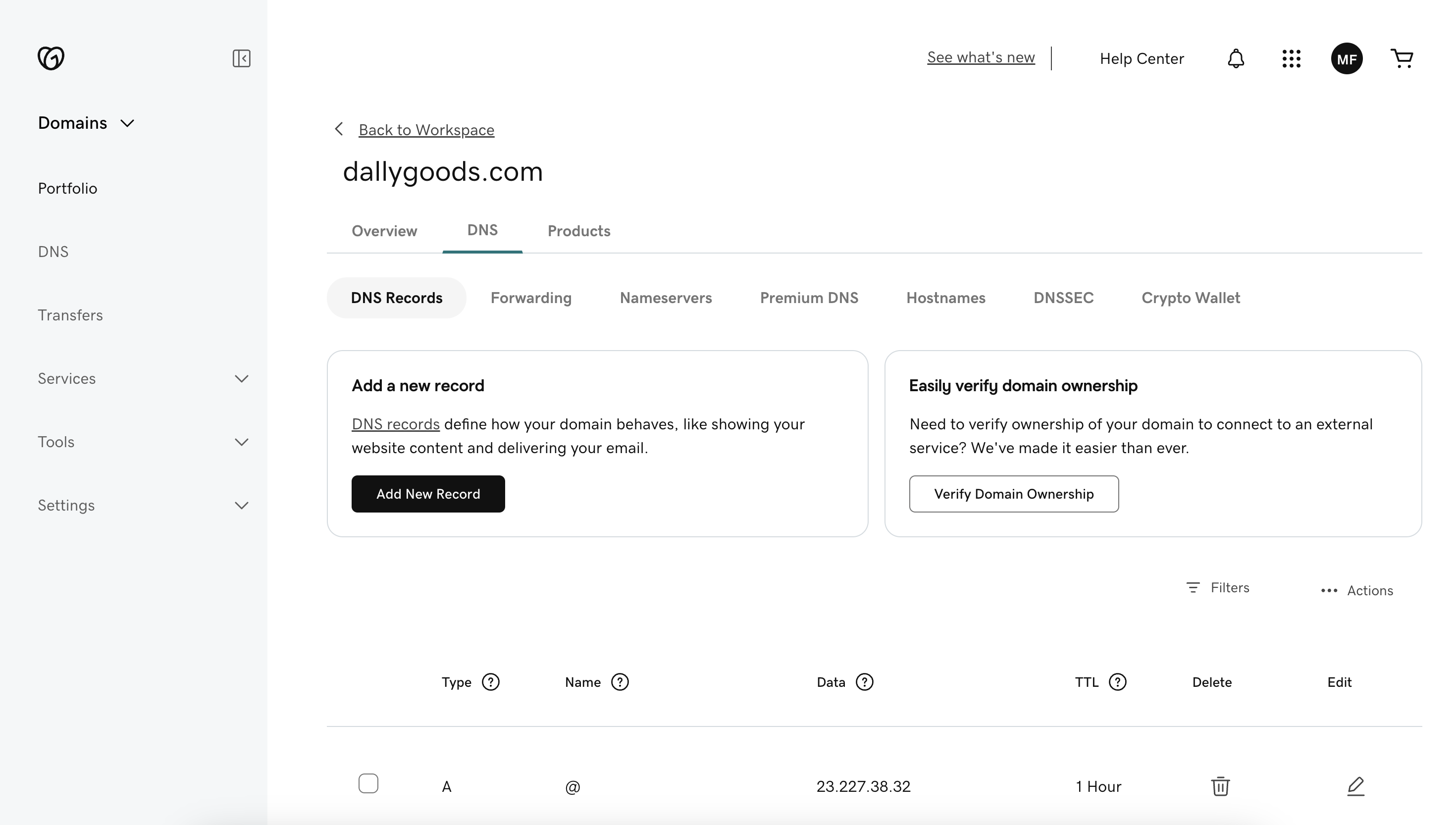 GoDaddy Domain DNS Settings
