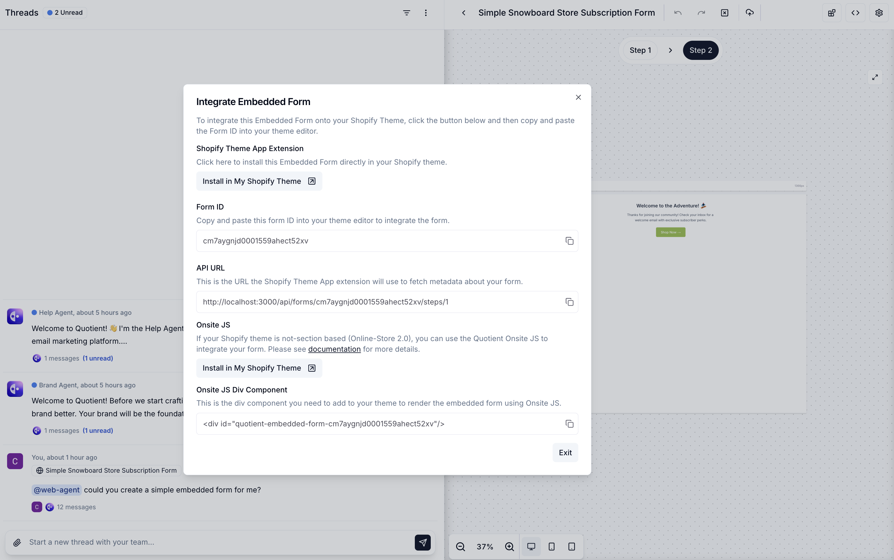 Integrate Embedded Form